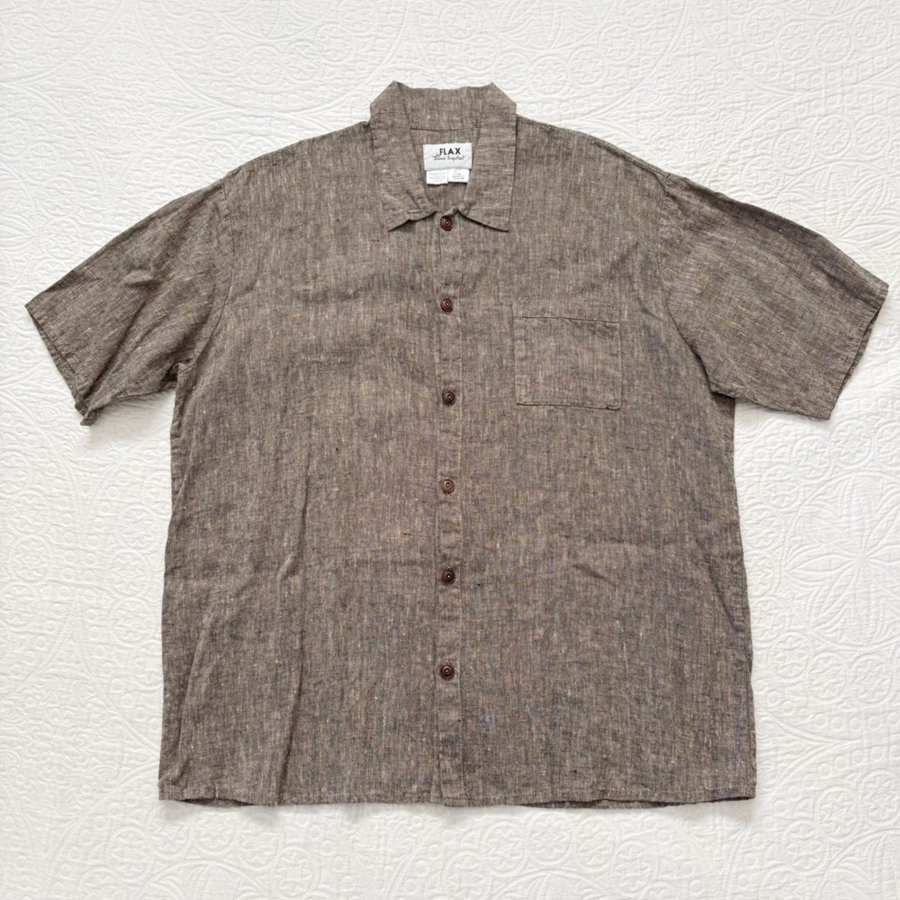 FLAX Oversized Linen Button-Down‎ Shirt (M, 10-14)